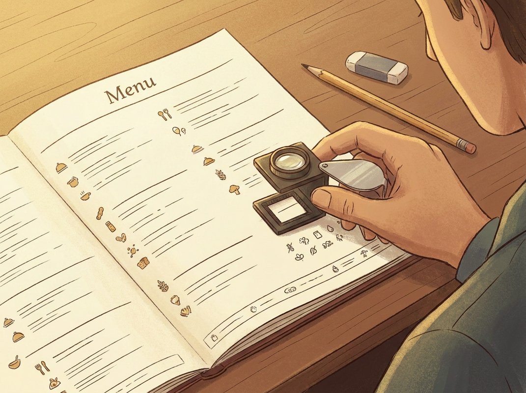A hand turning the page of a printed menu on a set restaurant table during service